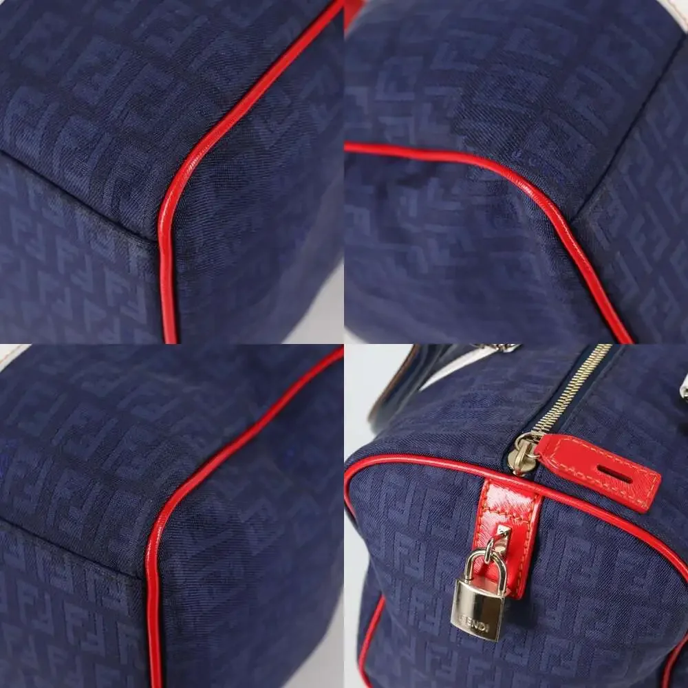 FENDI Zucchino Canvas Boston Bag Navy Gold
